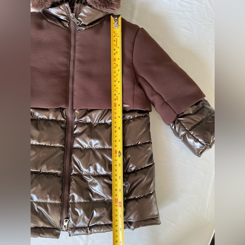 Mayoral Brown Quilted & Textured Hooded Puffer Coat 2T - Picture 10 of 11